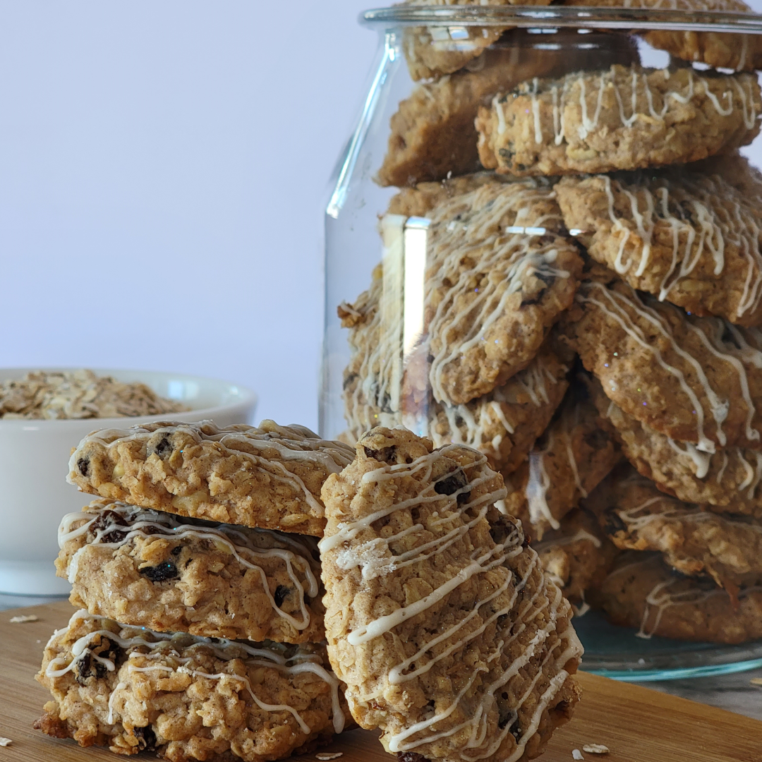 Oatmeal cookies with coconut, walnuts and raisins