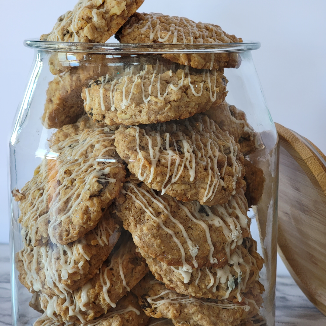 Oatmeal cookies with coconut, walnuts and raisins